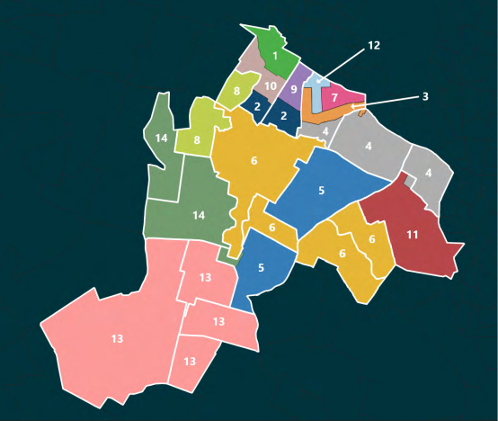 Mapa podziału na rejony