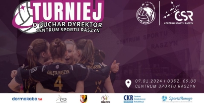 Plakat; Turniej siatkówki o Puchar Dyrektor Centrum Sportu Raszyn