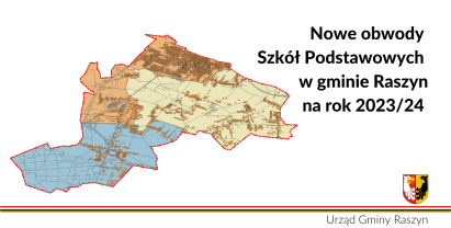 Plakat: Nowe obwody Szkół Podstawowych w gminie Raszyn na rok 202324