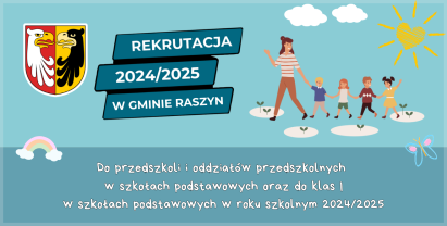 Plakat: Rekrutacja do przedszkoli i oddziałów przedszkolnych w szkołach podstawowych w roku szkolnym 2024/2025