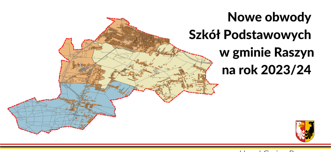 Plakat: Obwody Szkół Podstawowych w gminie Raszyn