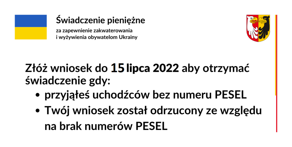 świadczenie pieniężne UKR do 15 lipca 2022